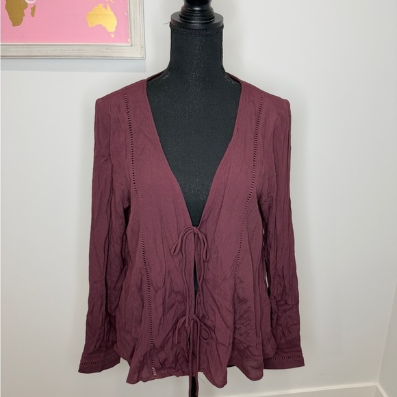 Tobi Front Tie Long Sleeve Lightweight Cardigan (M) - Picture 2 of 7